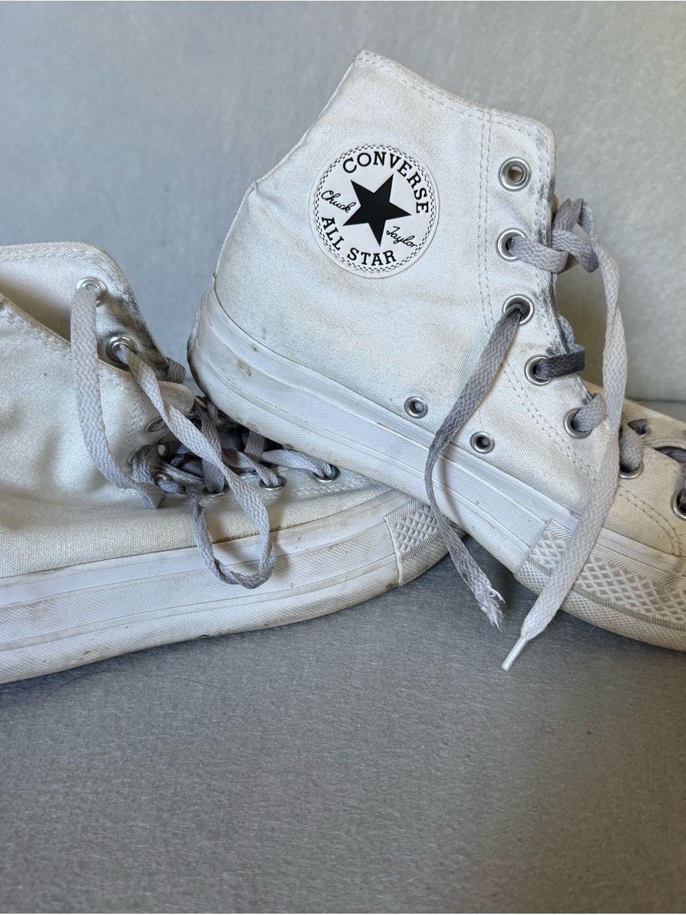 Converse Platform High-Top Sneakers in White with Black Star Patch